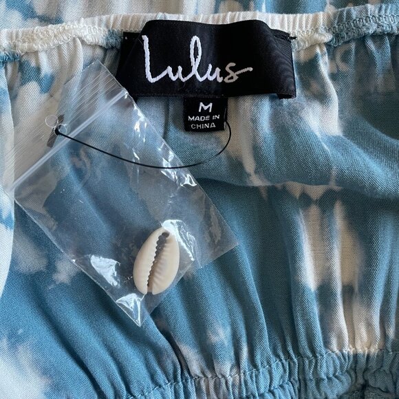 NWT Lulus In a Daydream Blue & White Tie-Dye Maxi Dress - Halter Dress, Size M - Picture 9 of 10